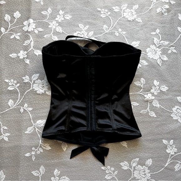 Black Faux ribbon tie up corset top - Picture 2 of 2